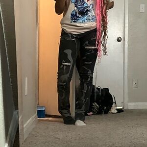 Graphic Tee and Camouflage Pants